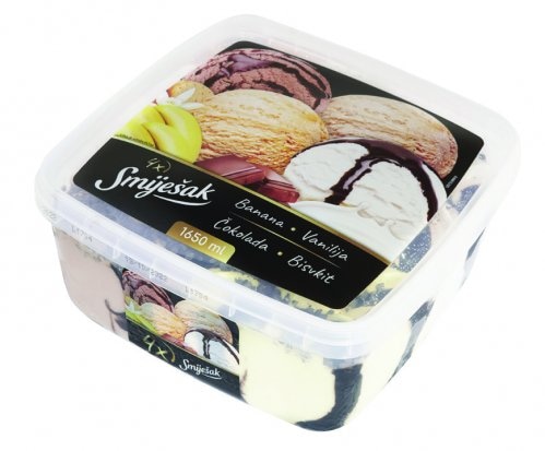 Sladoled 4 okusa čokolada-banana-biskvit-vanilija 1650 ml Smiješak - Akcija u trgovini NTL