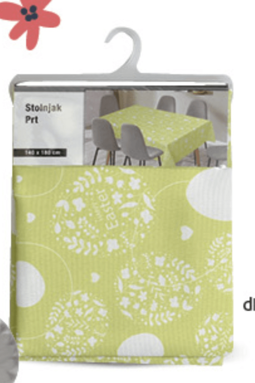 Stolnjak zeleni s printom 140x180 cm, kom - Akcija u trgovini Konzum