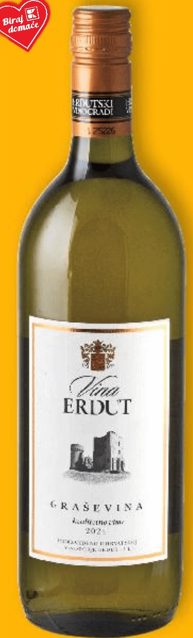Vina Erdut Bijelo vino 1 L - Akcija u trgovini Kaufland