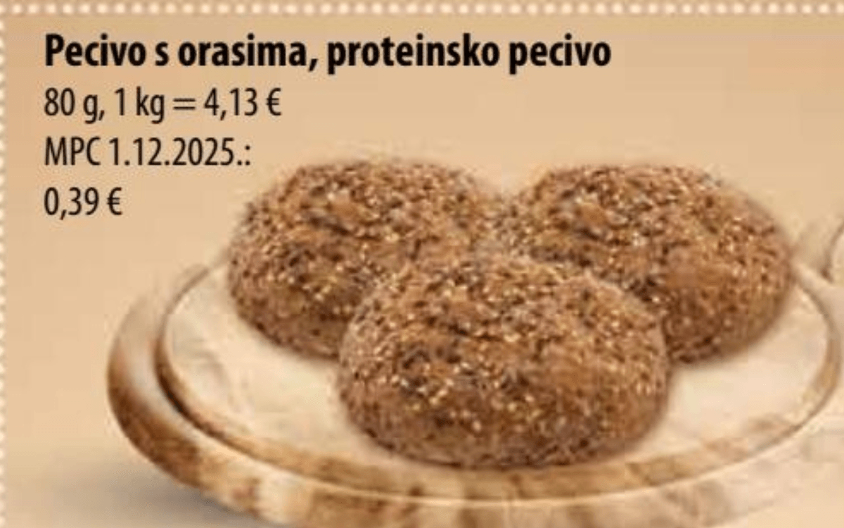 Pecivo s orasima, proteinsko pecivo 80 g - Akcija u trgovini NTL