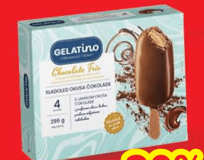 Gelatino Sladoled Chocolate Trio 4x 90 ml - Akcija u trgovini Plodine