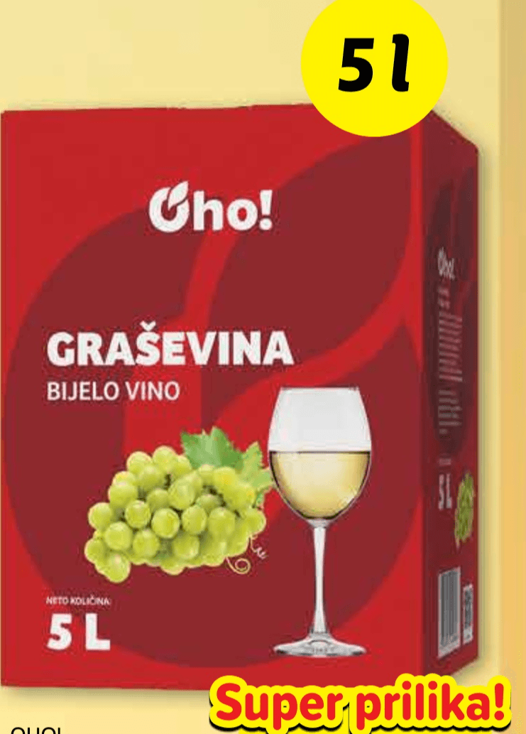 Oho! Graševina 5 L - Akcija u trgovini Plodine