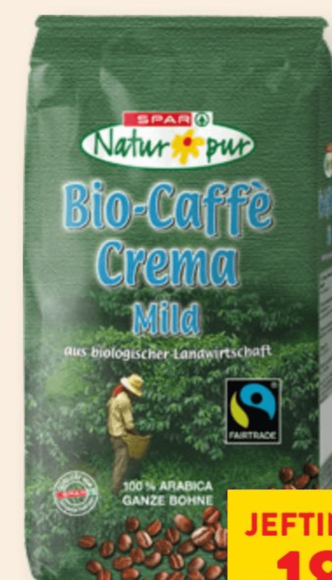 Kava u zrnu Crema 1 kg Natur Pur - Akcija u trgovini Spar