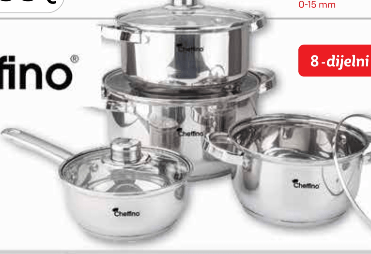 CHEFFINO Set posuda za kuhanje 8-dijelni set - Akcija u trgovini Plodine