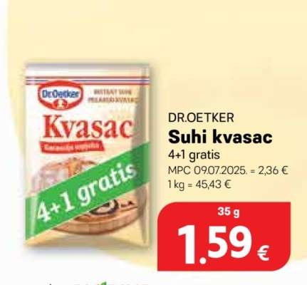 Suhi kvasac Dr. Oetker 4+1 gratis 35 g - Akcija u trgovini Bakmaz