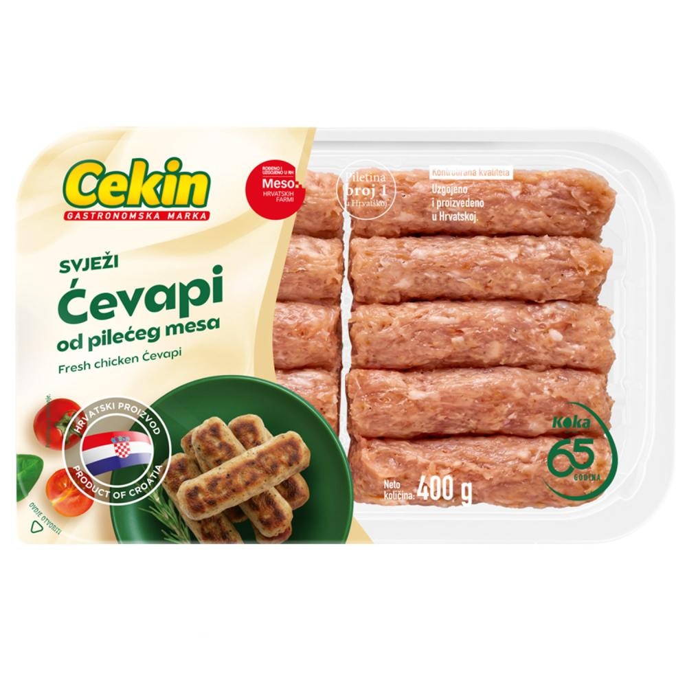 Cekin Pileće pljeskavice, Pileći ćevapi 400g - Akcija u trgovini Konzum