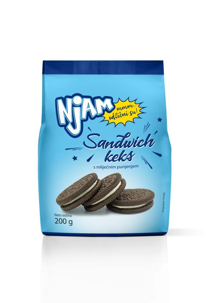 Keks Sendvič s mliječnim punjenjem 200 g NJAM - Akcija u trgovini Trgovina Krk
