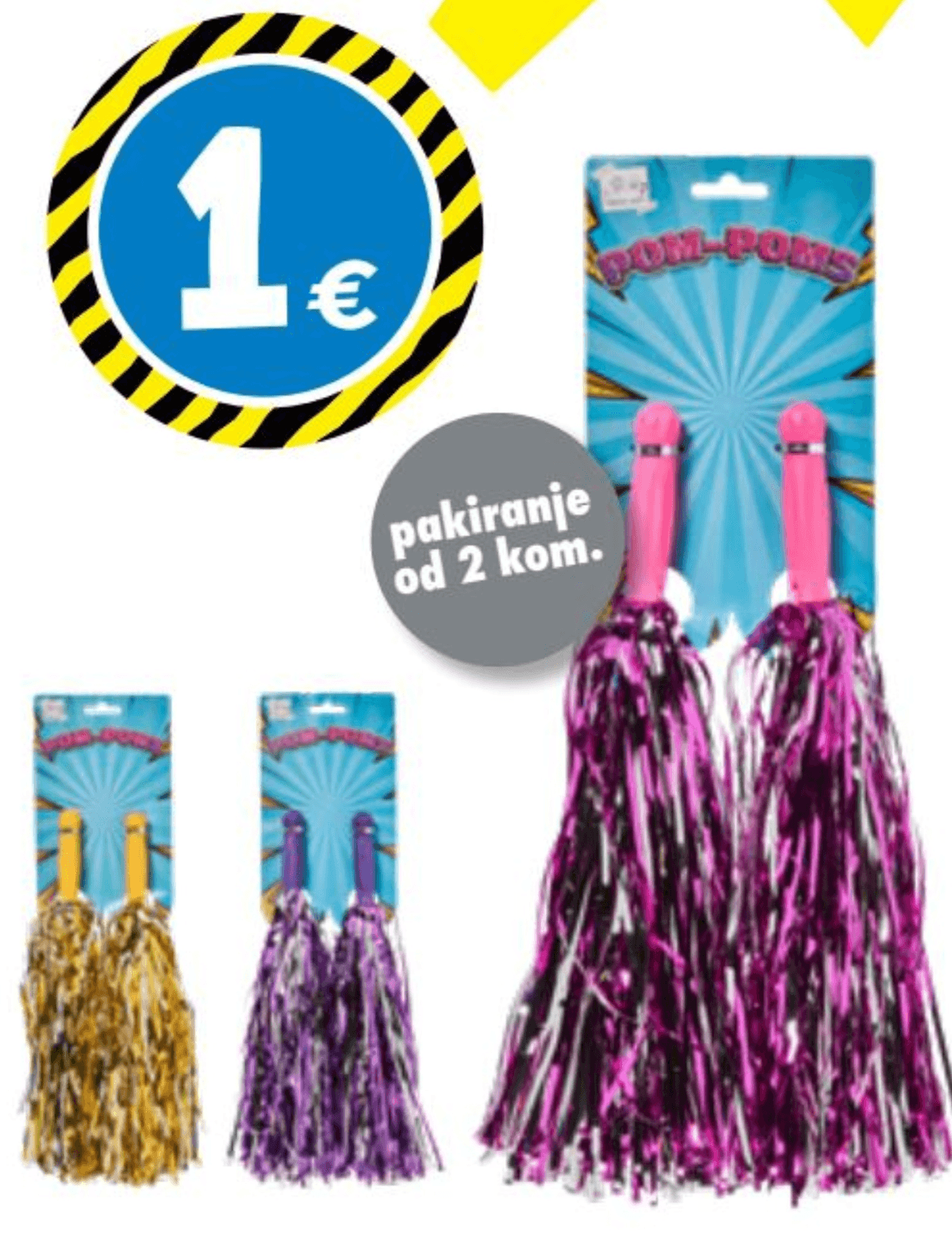 Pomponi za navijačice pakiranje od 2 kom. - Akcija u trgovini Tedi