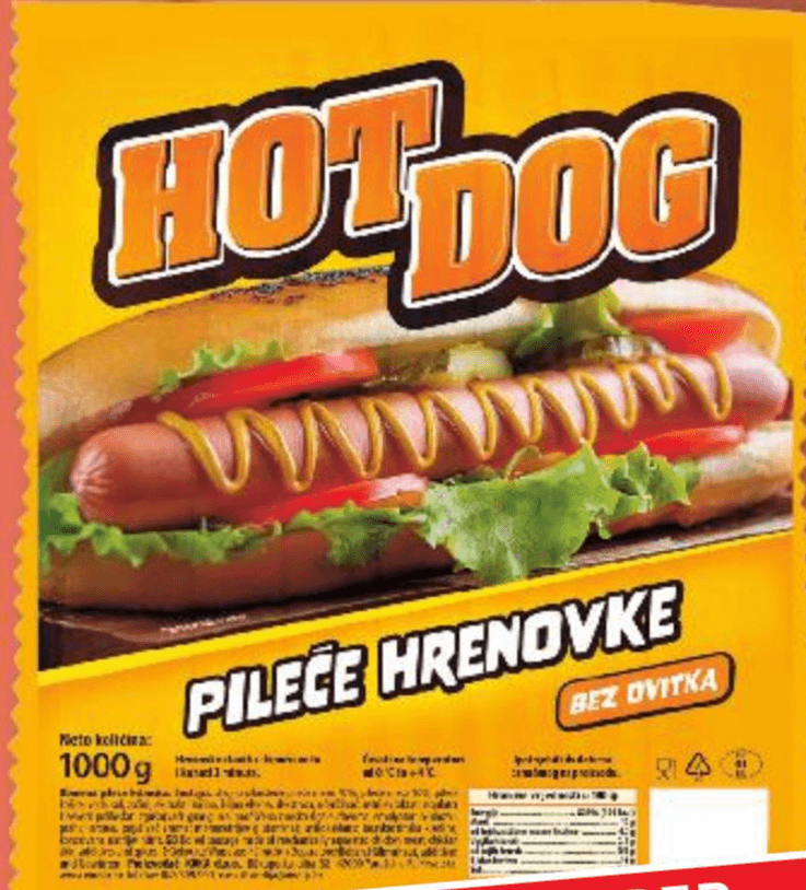 Pileće hrenovke bez ovitka 1 kg Hot Dog Akcija u trgovini Kaufland