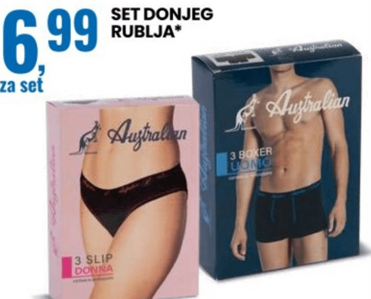 Set donjeg rublja Australian - Akcija u trgovini Eurospin