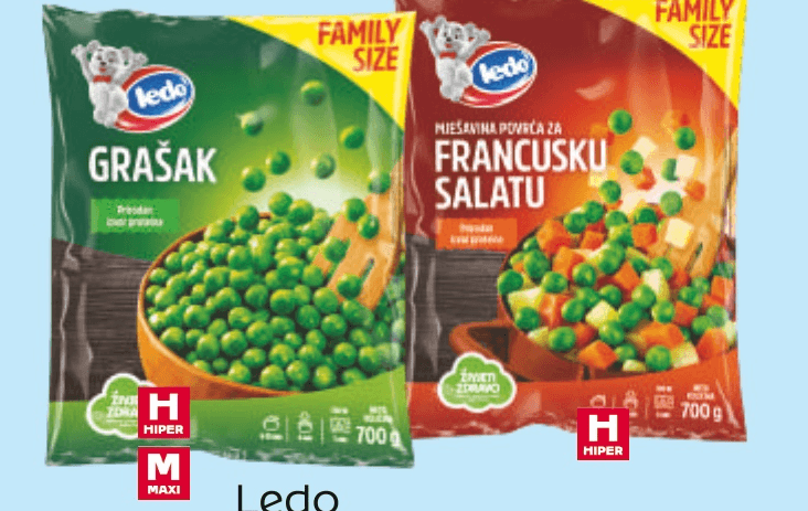 Ledo Grašak ili miješano povrće za francusku salatu 700 g - Akcija u trgovini Tommy