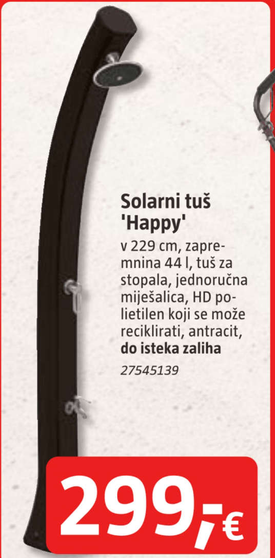 Solarni tuš 'Happy' - Akcija u trgovini Bauhaus