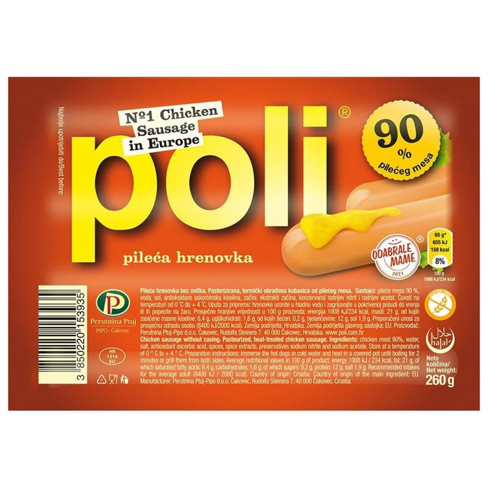 POLI Pileća hrenovka 260 g - Akcija u trgovini Lidl