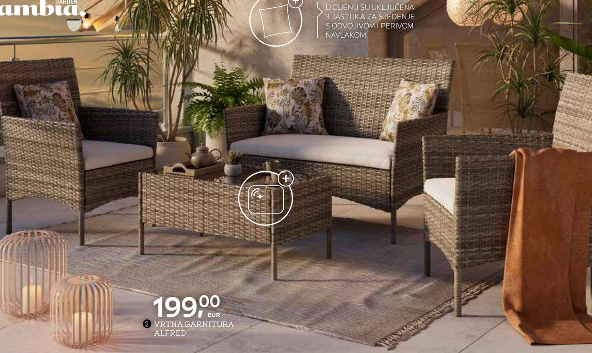 Vrtna garnitura Alfred - Akcija u trgovini Lesnina