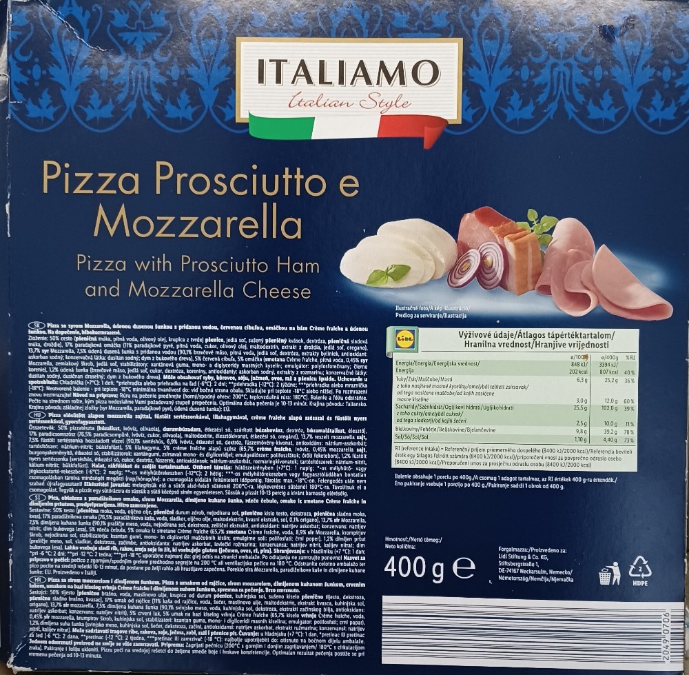 ITALIAMO Pizza sa šunkom i sirom 400 g - Akcija u trgovini Lidl