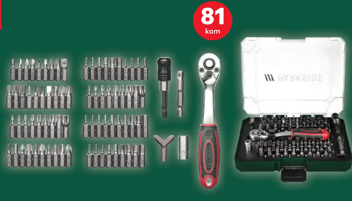 Set nasadnih bitova 81 kom PARKSIDE® - Akcija u trgovini Kaufland