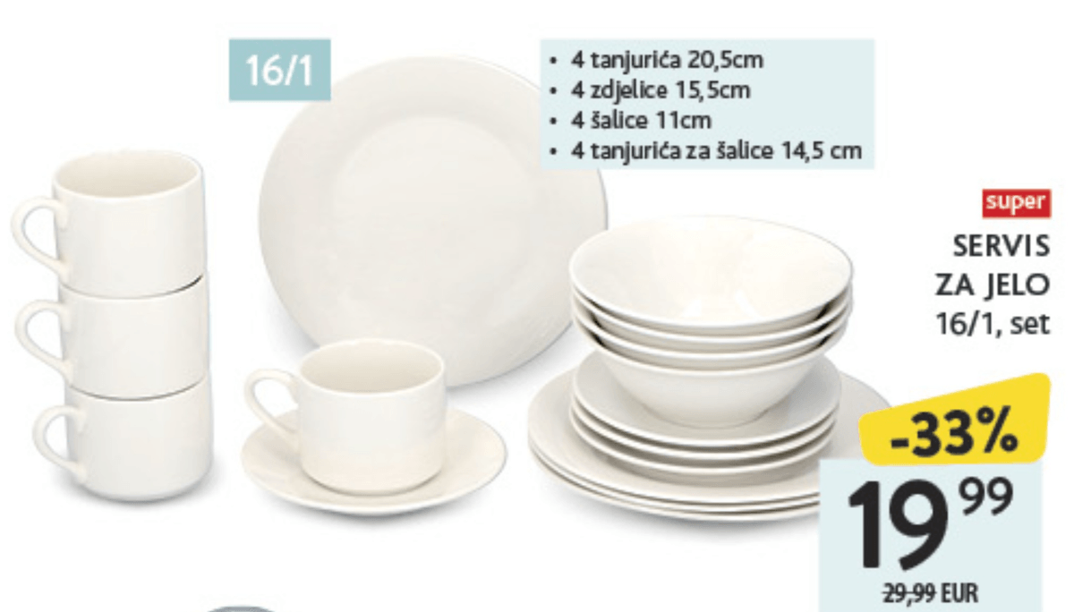Servis za jelo 16/1, set - Akcija u trgovini Konzum