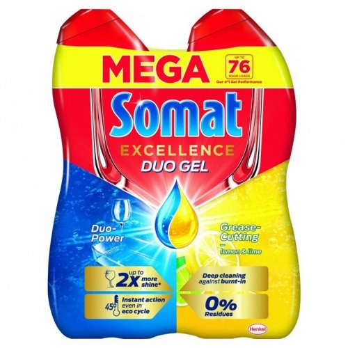 Tablete ili gel za strojno pranje posuđa Somat 75/1 tablete, 50/1 tablete ili 1,08 L / 60 pranja gel - Akcija u trgovini Interspar