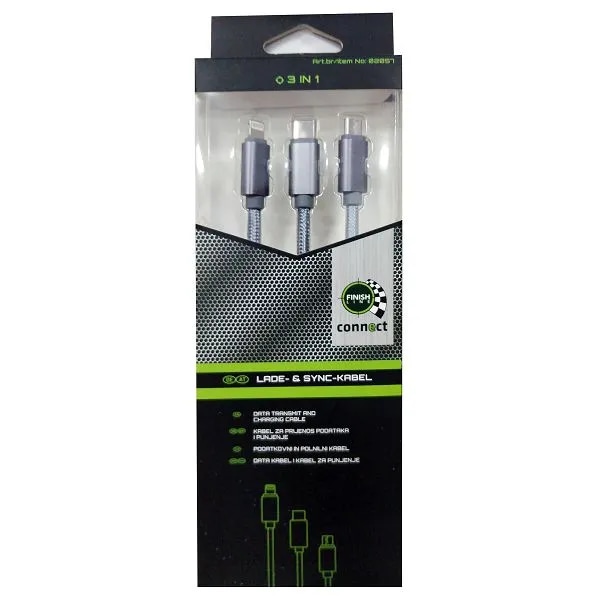 Kabel za punjenje 3U1 Finishline AO02057 Akcija u trgovini KTC