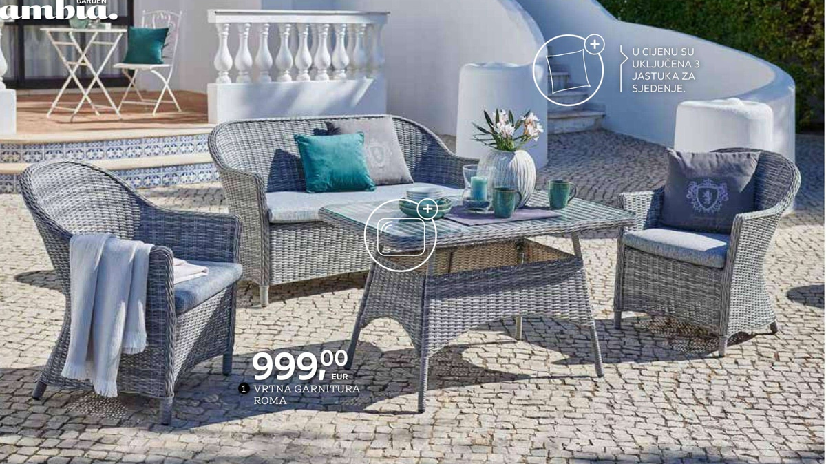 Vrtna garnitura Roma - Akcija u trgovini Lesnina