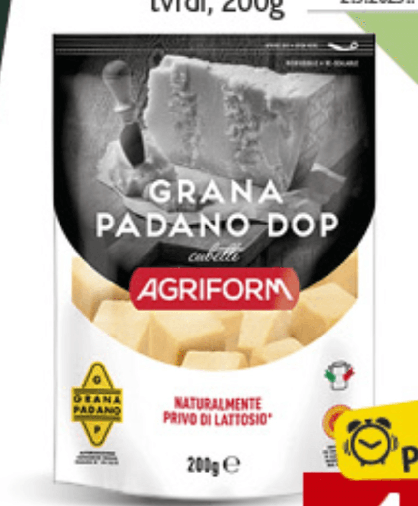 Grana Padano sir kockice 200g Agriform - Akcija u trgovini Konzum