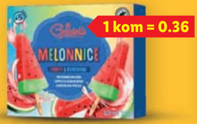 GELATELLI Vodeni sladoled od lubenice 5 x 73 ml - Akcija u trgovini Lidl