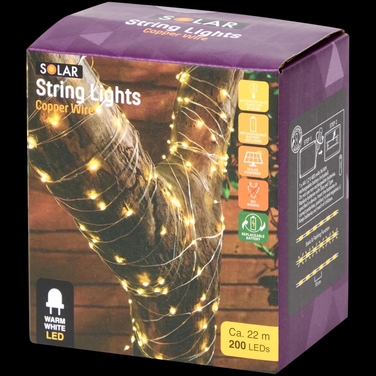Solar Bakreni rasvjetni lanac 200 LED sijalica - Akcija u trgovini Action
