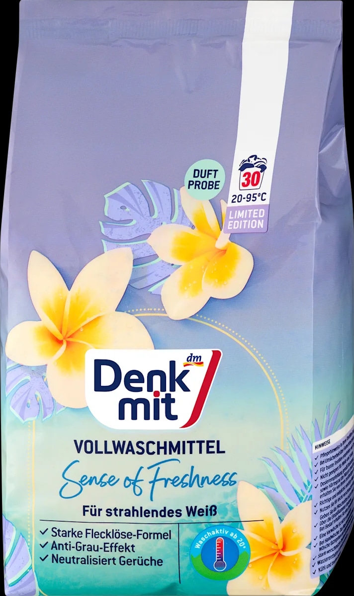 Denkmit deterdžent za pranje bijelog rublja Sense of Freshness 1.95 kg - Akcija u trgovini Dm