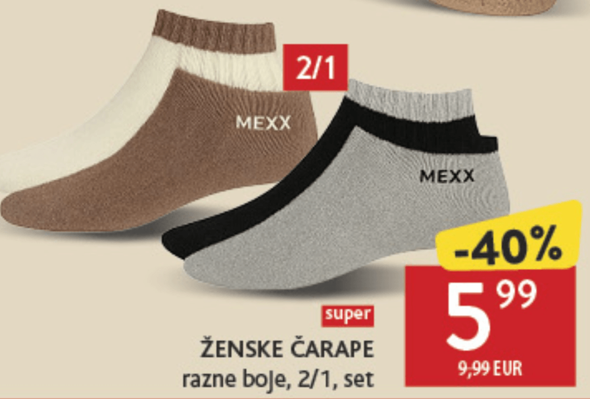 Mexx Ženske čarape 2/1, set - Akcija u trgovini Konzum