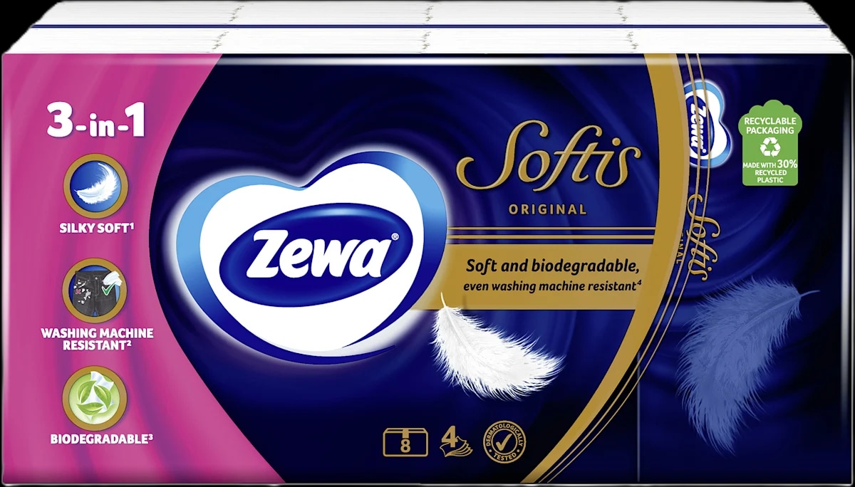 Zewa Softis četveroslojne papirnate maramice Neutral 8x9 kom - Akcija u trgovini Dm