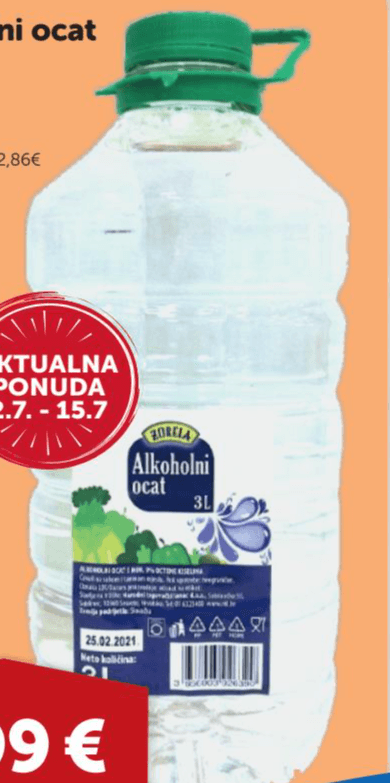 Alkoholni ocat Zorela 3 l - Akcija u trgovini Boso