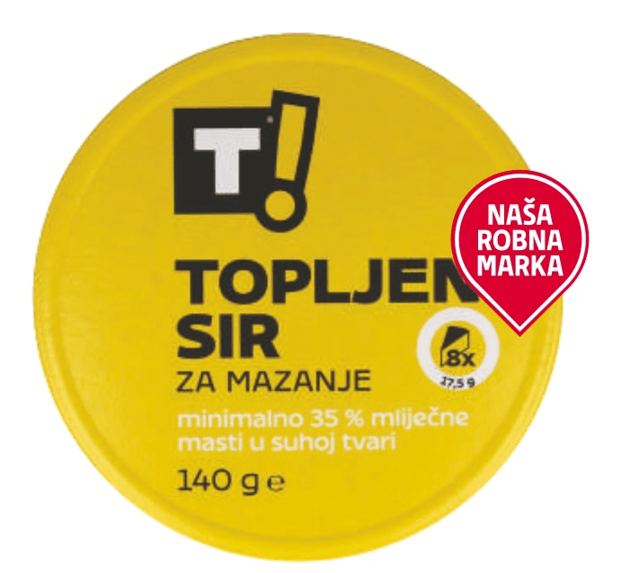 T! Topljeni sir 140 g - Akcija u trgovini Tommy