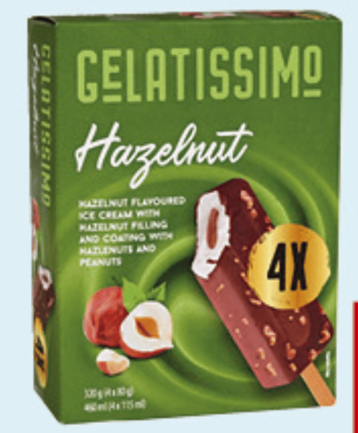 Gelatissimo Sladoled Lješnjak 4x115ml - Akcija u trgovini Konzum