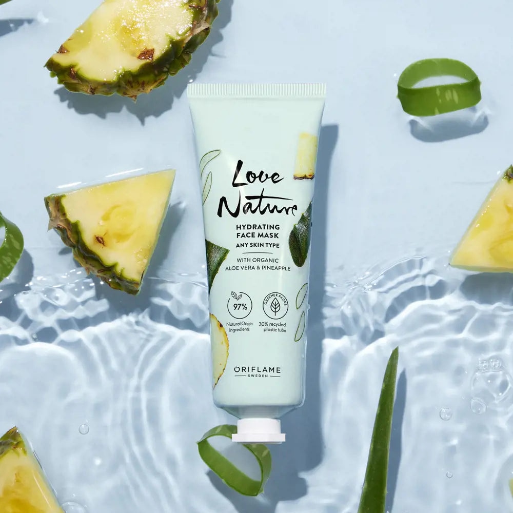Love Nature Hydrating maska za lice s organskom aloe verom i ananasom 75 ml - Akcija u trgovini Oriflame