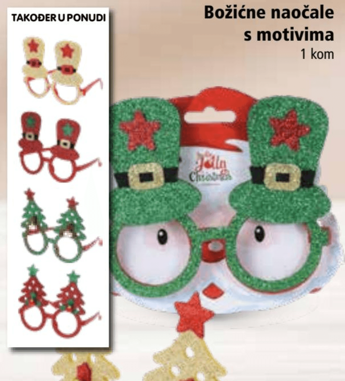 Božićne naočale 1 kom - Akcija u trgovini Interspar