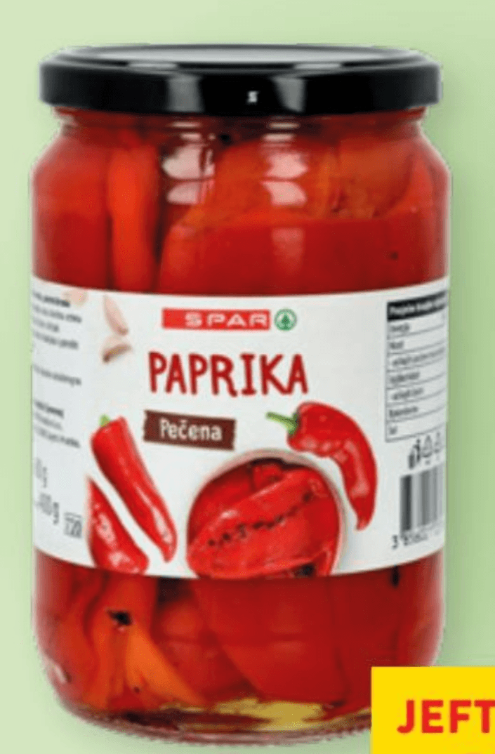 Spar Pečena paprika 680 g, ocijeđena masa 400 g - Akcija u trgovini Spar