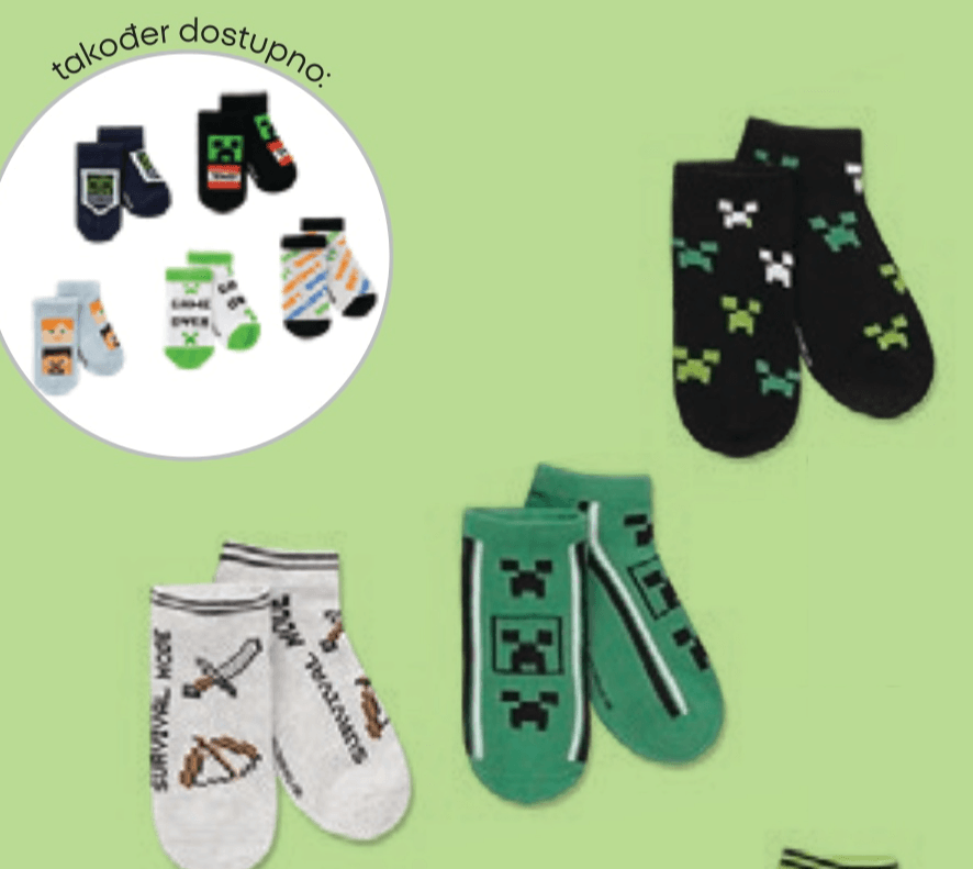 Stopalice Minecraft za dječake 5 pari - Akcija u trgovini Pepco