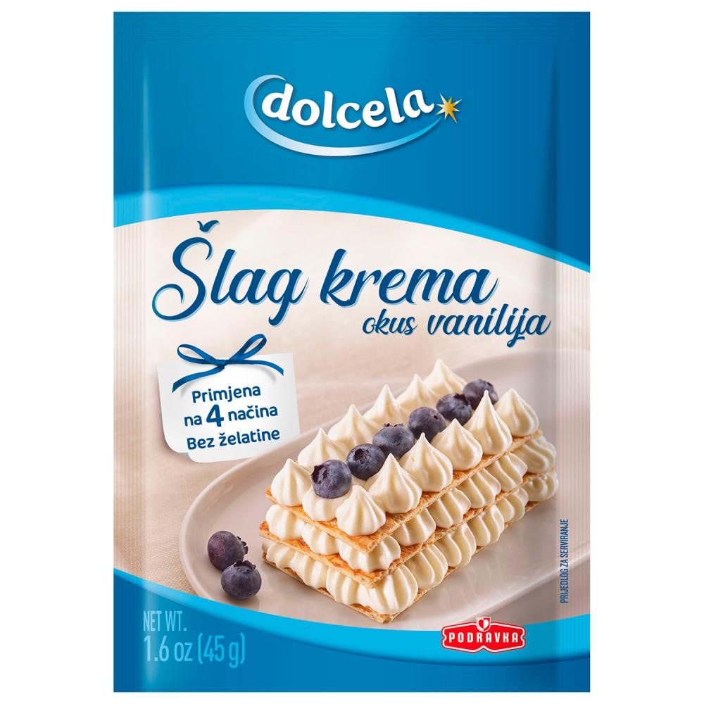 Dolcela Šlag krema vanilija 45g, čokolada 60g, 2+1 gratis - Akcija u trgovini Konzum