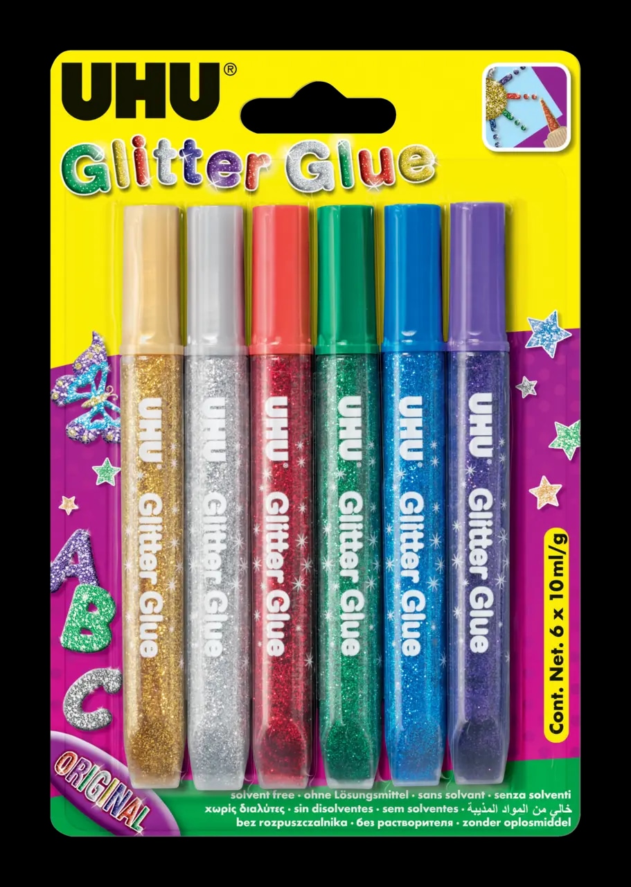 Uhu Glitter ljepilo sa šljokicama Deko 6 × 10 ml - Akcija u trgovini Mueller
