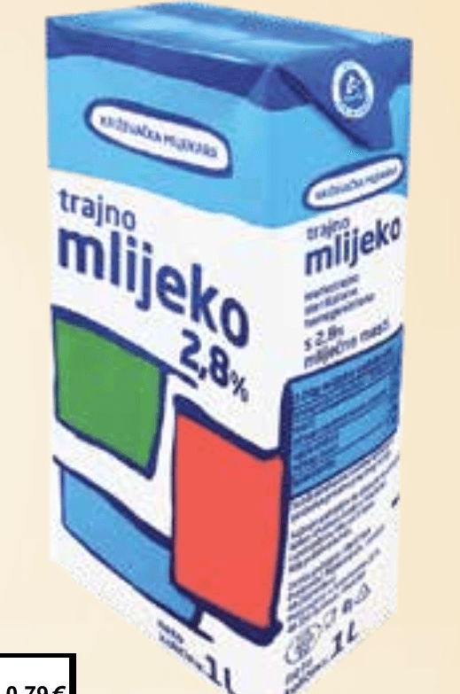 Trajno mlijeko 1 l - Akcija u trgovini KTC