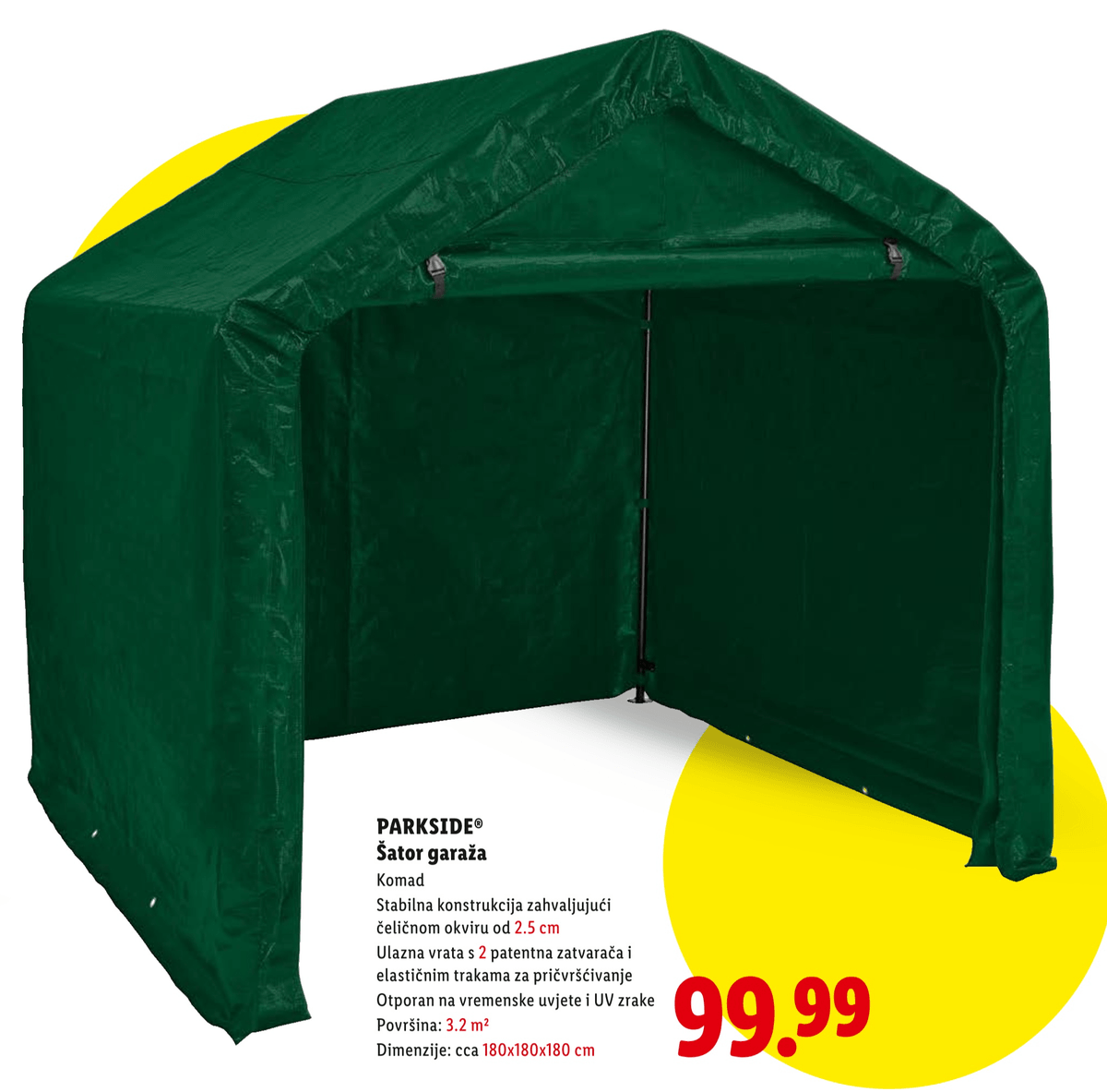 Parkside Šator garaža Površina: 3.2 m², Dimenzije: cca 180x180x180 cm - Akcija u trgovini Lidl