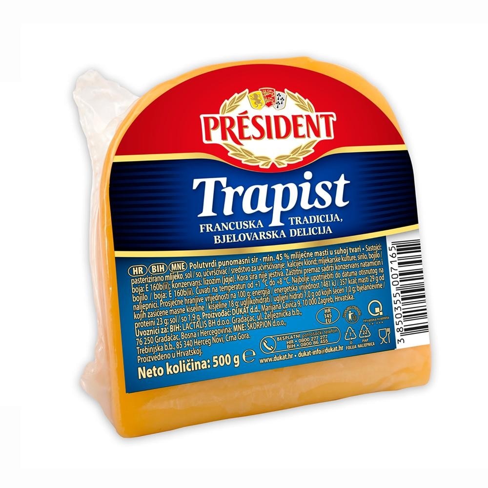 Dukat sir trapist president 500 g Akcija u trgovini Pivac