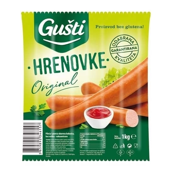 Gušti hrenovke od pilećeg i purećeg mesa 1000 g Akcija u trgovini Plodine