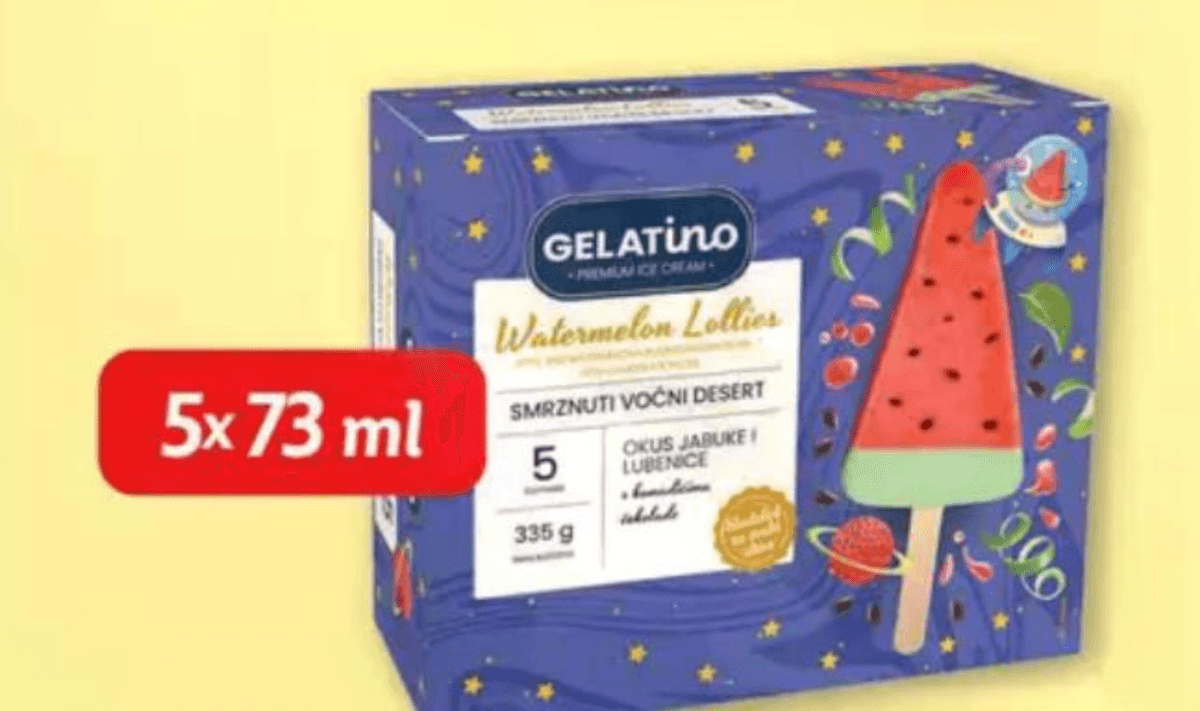 Gelatino Sladoled lubenica-jabuka 5x73 ml - Akcija u trgovini Plodine