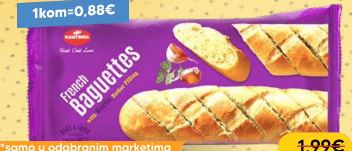 MATINGA Baguette s maslacem, začinskim biljem i češnjakom 350g (2x175g) - Akcija u trgovini Pivac