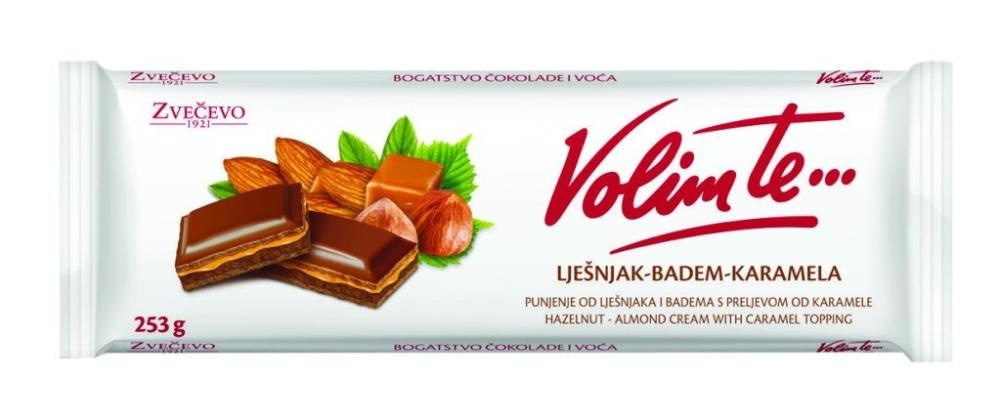 Volim te lješnjak badem karamela čokolada 253 g - Akcija u trgovini Bakmaz