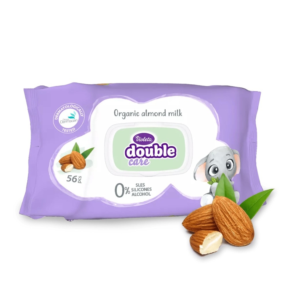 Violeta Double Care vlažne maramice s bademovim mlijekom 52 kom Akcija u trgovini Ribola