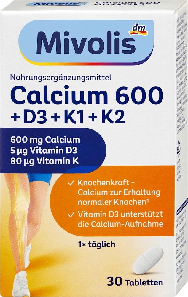 Mivolis tablete kalcij 600 + vitamini D3 + K 30 kom Akcija u trgovini Dm