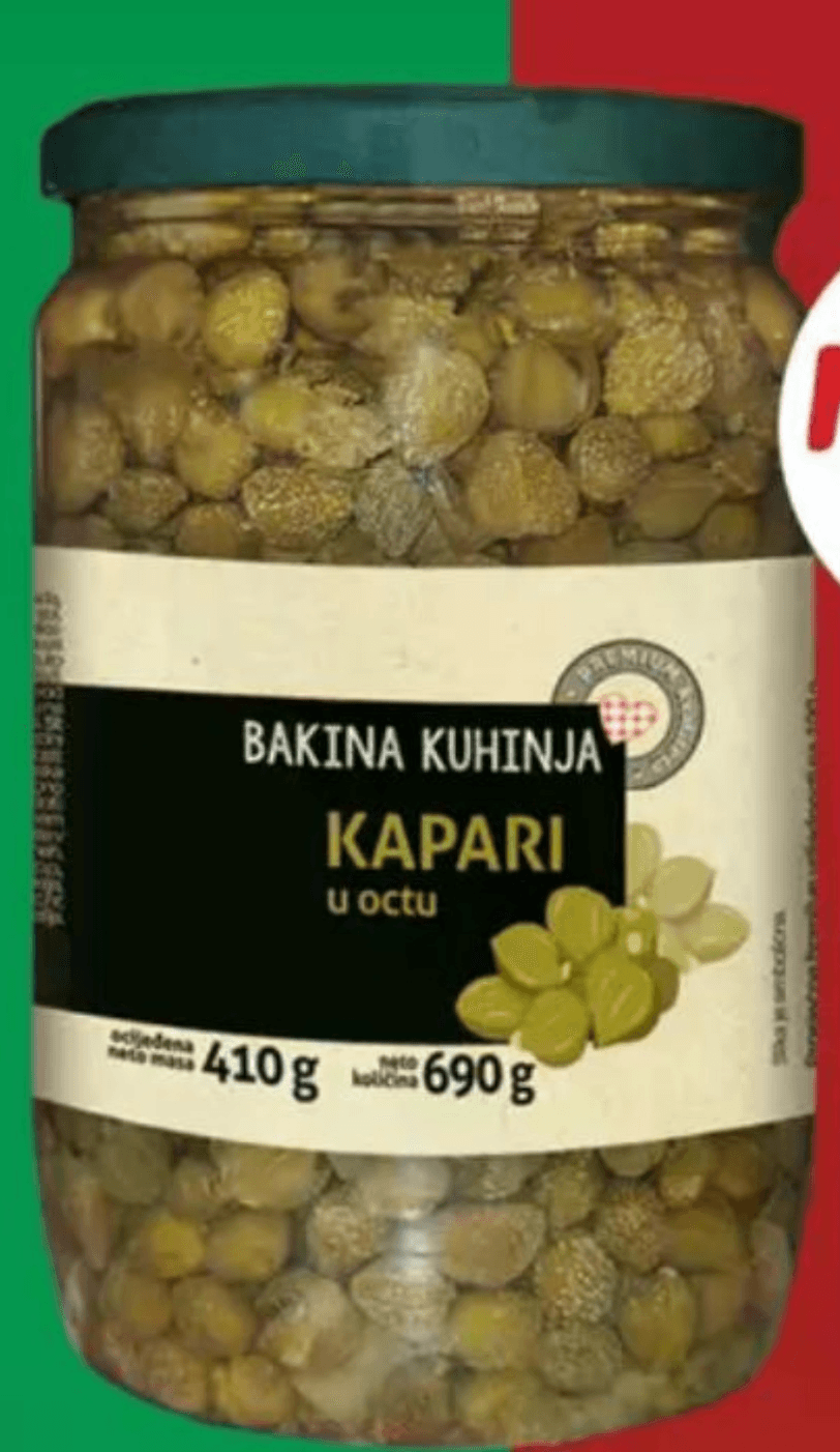 Bakina Kuhinja Kapari u octu 690 g/ 410 g - Akcija u trgovini Stanić Diskont
