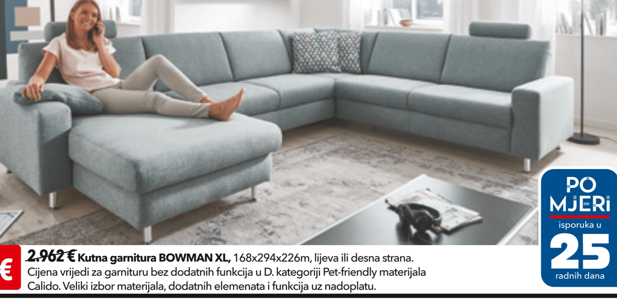 Kutna garnitura BOWMAN XL POLIPOL - Akcija u trgovini Harvey Norman